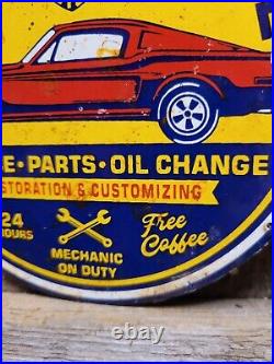 Vintage Ford Porcelain Sign Garage Advertising Service Mechanic Parts Oil Change