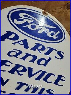 Vintage Ford Porcelain Sign Gas Motor Oil Service Car Dealer Sales Auto Parts