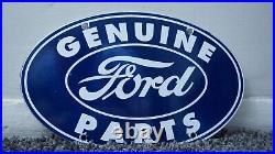 Vintage Ford Porcelain Sign Genuine Auto Parts Dealer Sales Service Oval Rare Ad