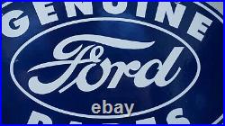 Vintage Ford Porcelain Sign Genuine Auto Parts Dealer Sales Service Oval Rare Ad