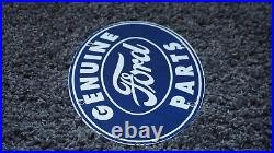 Vintage Ford Porcelain Sign Genuine Auto Parts Dealer Sales Service Oval Rare Ad