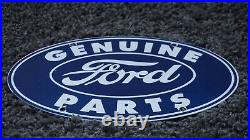 Vintage Ford Porcelain Sign Genuine Auto Parts Dealer Sales Service Oval Rare Ad