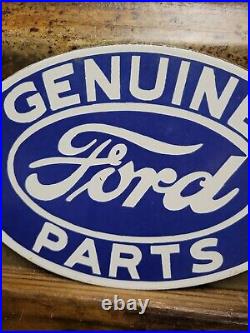 Vintage Ford Porcelain Sign Genuine Parts Automobile Dealer Full Service Arrow