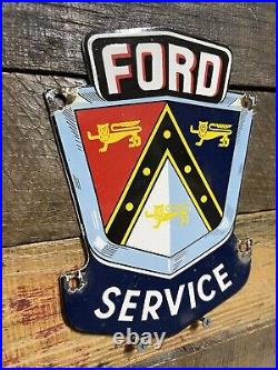Vintage Ford Porcelain Sign Genuine Service Automobile Dealer Sales Room Plaque