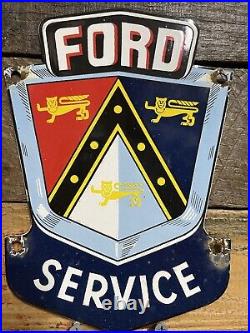 Vintage Ford Porcelain Sign Genuine Service Automobile Dealer Sales Room Plaque