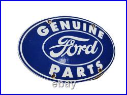 Vintage Ford Porcelain Sign Old 12 Genuine Car Parts Dealer Sales Service Oval