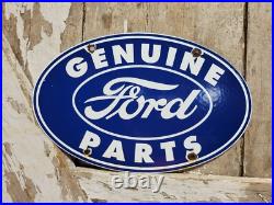 Vintage Ford Porcelain Sign Old 12 Genuine Car Parts Dealer Sales Service Oval