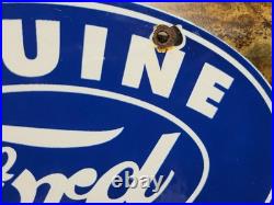 Vintage Ford Porcelain Sign Old 12 Genuine Car Parts Dealer Sales Service Oval