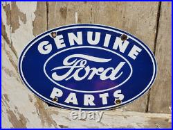 Vintage Ford Porcelain Sign Old 12 Genuine Car Parts Dealer Sales Service Oval