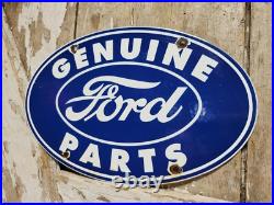 Vintage Ford Porcelain Sign Old 12 Genuine Car Parts Dealer Sales Service Oval