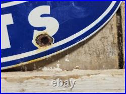 Vintage Ford Porcelain Sign Old 12 Genuine Car Parts Dealer Sales Service Oval