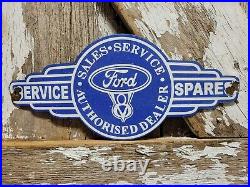 Vintage Ford Porcelain Sign Old 12 V8 Engine Service Garage Automobile Sales