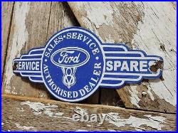 Vintage Ford Porcelain Sign Old 12 V8 Engine Service Garage Automobile Sales