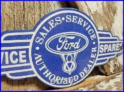 Vintage Ford Porcelain Sign Old 12 V8 Engine Service Garage Automobile Sales