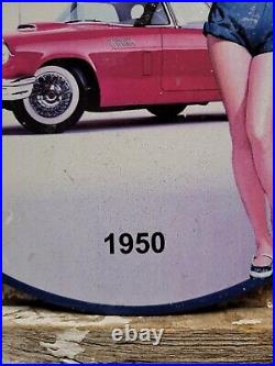 Vintage Ford Porcelain Sign Old Automobile Dealer Sales Service Woman Sign 12