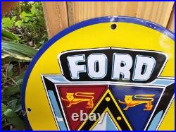Vintage Ford Porcelain Sign Old Automobile Dealership Advertising Car Truck USA