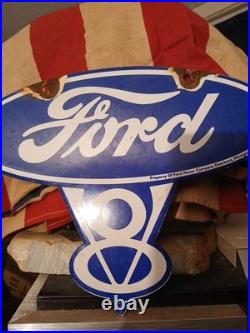 Vintage Ford Porcelain Sign Old Rare 1939 Car Auto Parts V8 Fomoco Truck Sales