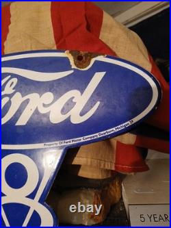 Vintage Ford Porcelain Sign Old Rare 1939 Car Auto Parts V8 Fomoco Truck Sales