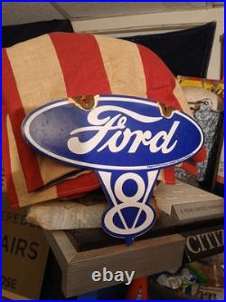 Vintage Ford Porcelain Sign Old Rare 1939 Car Auto Parts V8 Fomoco Truck Sales