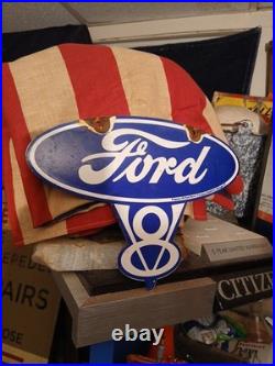 Vintage Ford Porcelain Sign Old Rare 1939 Car Auto Parts V8 Fomoco Truck Sales