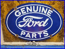 Vintage Ford Porcelain Sign Old Us Genuine Auto Parts Dealer Sales Service Oval