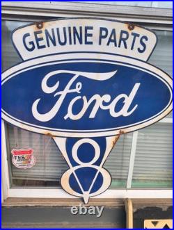 Vintage Ford Porcelain Sign Old V8 Car Truck Service Automobile Sales Dealer