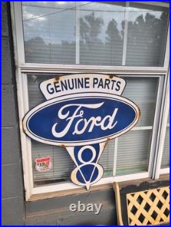 Vintage Ford Porcelain Sign Old V8 Car Truck Service Automobile Sales Dealer
