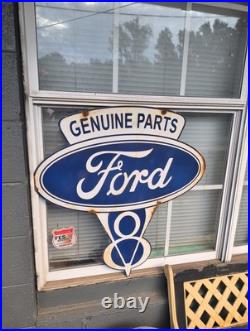 Vintage Ford Porcelain Sign Old V8 Car Truck Service Automobile Sales Dealer