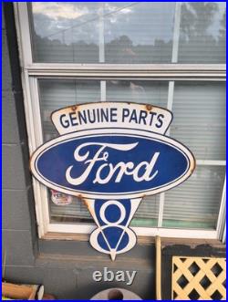 Vintage Ford Porcelain Sign Old V8 Car Truck Service Automobile Sales Dealer