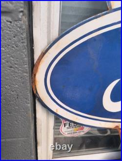 Vintage Ford Porcelain Sign Old V8 Car Truck Service Automobile Sales Dealer