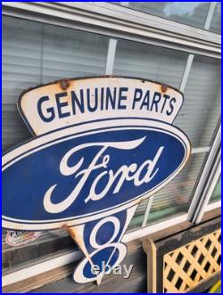Vintage Ford Porcelain Sign Old V8 Car Truck Service Automobile Sales Dealer