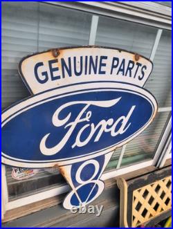 Vintage Ford Porcelain Sign Old V8 Car Truck Service Automobile Sales Dealer