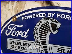 Vintage Ford Porcelain Sign Shelby Gt500 Super Snake Automobile Dealer Fomoco