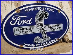 Vintage Ford Porcelain Sign Shelby Gt500 Super Snake Automobile Dealer Fomoco