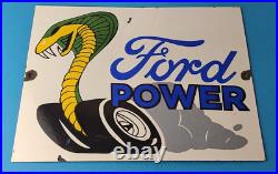 Vintage Ford Power Sign Cobra Jet Sales Service Gas Oil Porcelain Sign