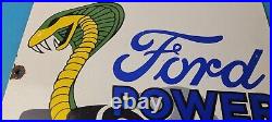 Vintage Ford Power Sign Cobra Jet Sales Service Gas Oil Porcelain Sign