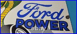 Vintage Ford Power Sign Cobra Jet Sales Service Gas Oil Porcelain Sign