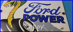 Vintage Ford Power Sign Cobra Jet Sales Service Gas Oil Porcelain Sign