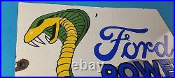 Vintage Ford Power Sign Cobra Jet Sales Service Gas Oil Porcelain Sign