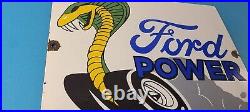 Vintage Ford Power Sign Cobra Jet Sales Service Gas Oil Porcelain Sign