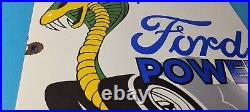 Vintage Ford Power Sign Cobra Jet Sales Service Gas Oil Porcelain Sign