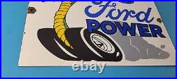 Vintage Ford Power Sign Cobra Jet Sales Service Gas Oil Porcelain Sign