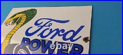 Vintage Ford Power Sign Cobra Jet Sales Service Gas Oil Porcelain Sign