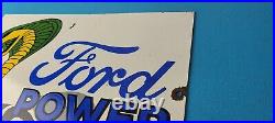 Vintage Ford Power Sign Cobra Jet Sales Service Gas Oil Porcelain Sign