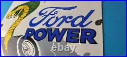 Vintage Ford Power Sign Cobra Jet Sales Service Gas Oil Porcelain Sign