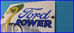 Vintage Ford Power Sign Cobra Jet Sales Service Gas Oil Porcelain Sign