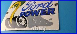 Vintage Ford Power Sign Cobra Jet Sales Service Gas Oil Porcelain Sign