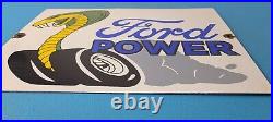 Vintage Ford Power Sign Cobra Jet Sales Service Gas Oil Porcelain Sign