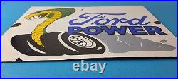 Vintage Ford Power Sign Cobra Jet Sales Service Gas Oil Porcelain Sign