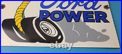 Vintage Ford Power Sign Cobra Jet Sales Service Gas Oil Porcelain Sign